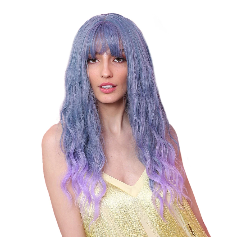 Женский парик с длинными волосами, темно-синий, градиентный, искусственный, фиолетовый аниме himouto искусственный женский костюм для косплея с длинными синтетическими волосами