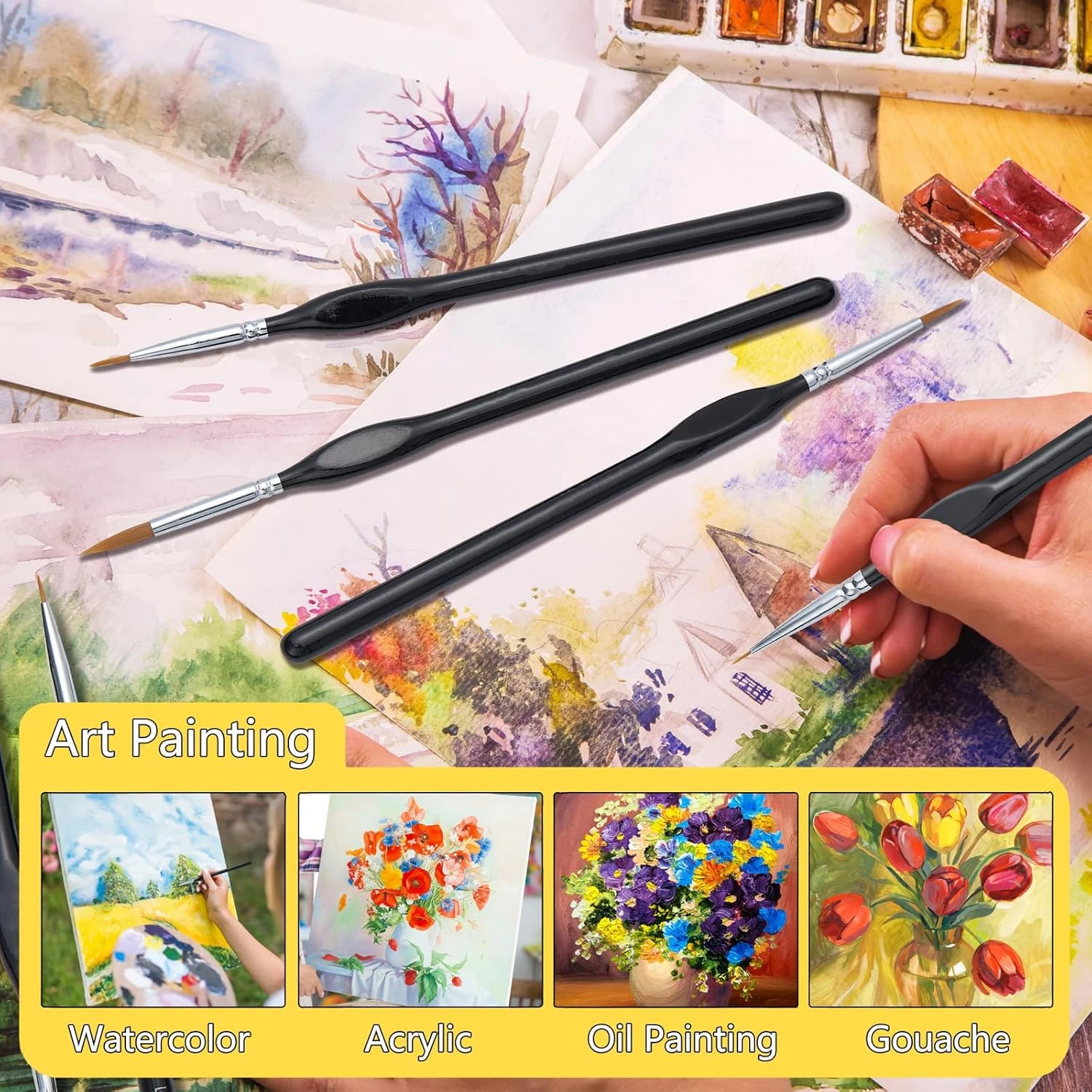 Detail Paint Brushes Set for Tiny Tip Acrylic and Watercolor Painting - Professional Artist Supplies for 40k Miniatures and Face 4