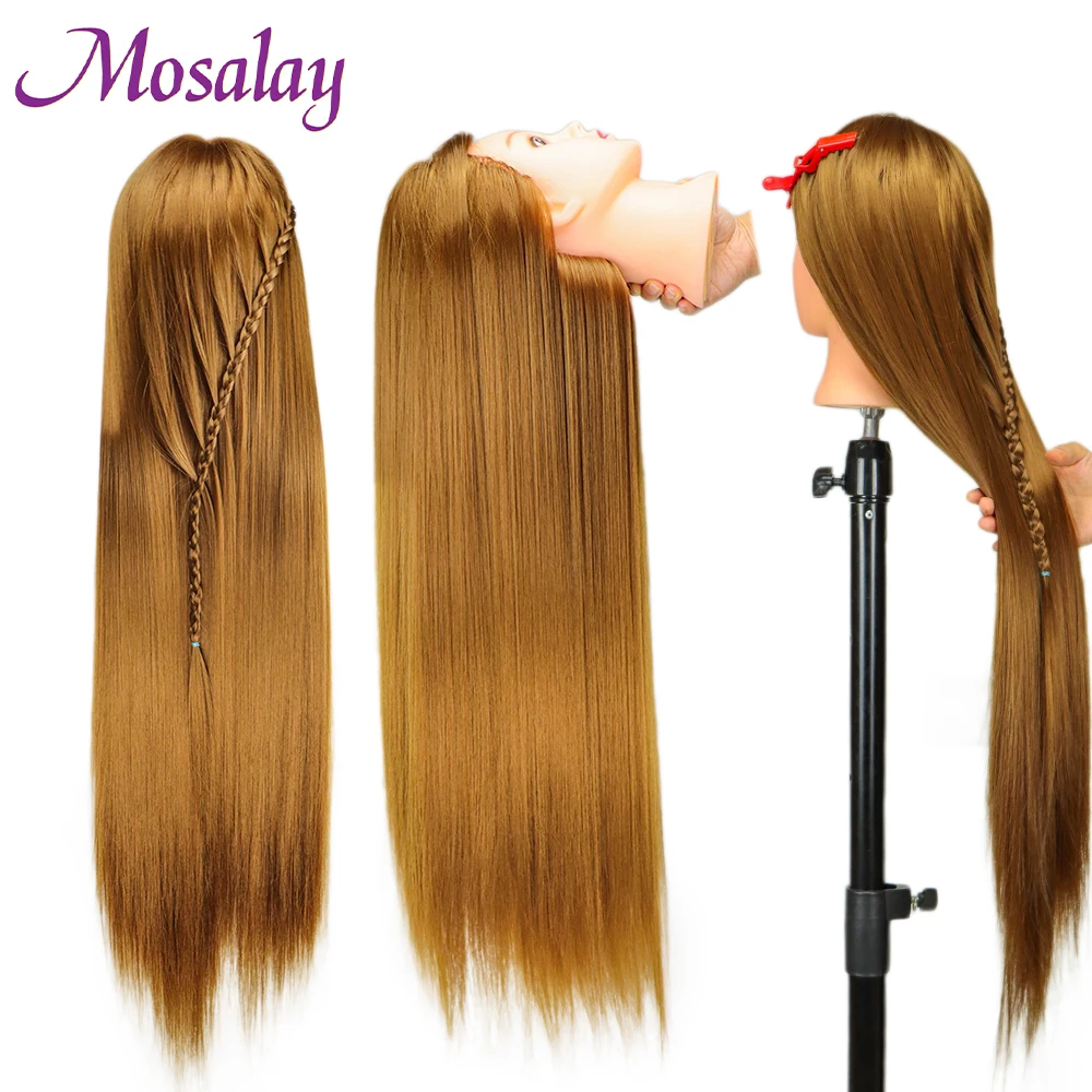 80cm Female Mannequin Head with Synthetic Hair For Practice Hair Braiding Hairstyles Dolls Hairdressing Styling Training Head