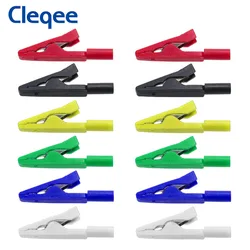 Cleqee P2009 Insulated Alligator Clips with 2mm Socket Connector 300V/10A For Multimeter Electrical Testing 42mm mini clamps