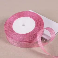 Gold Silver Metallic Glitter Ribbon - 25 Yards of 20mm for DIY Crafts, Sewing, and Gift Wrap (45 Pink)