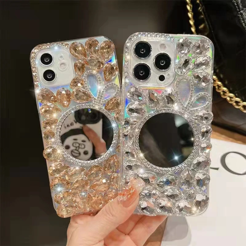 Sunjolly Mirror Diamond Case For Huawei Y6Ii G8 Mate 7 Mini Gr3 Gr5 Y5Ii C8818 Y6 Pink Crystal Rhinestone Phone Case Cover Capa