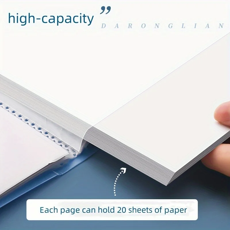1Pc A4 투명 플라스틱 파일 폴더, 다중 페이지 데이터 가방 사무실 연구 문서 케이스 내구성 있는 레이어드 인서트 아카이브