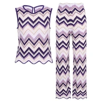 KWTX 2025 Women’s Set Fashion O-neck Long Sleeve Short Tops Slip Stripe Waist Knitted Dress Loose Pants Evening Party Autumn New - Image 4