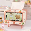 Cute Multifunction Tissue Box Holder Square for Home Kawaii Desktop Decor Tv Tissue Box Case Pink Phone Holder Storage Organizer 2