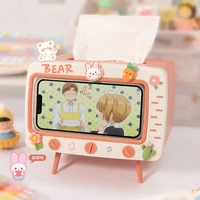 Cute Multifunction Tissue Box Holder Square for Home Kawaii Desktop Decor Tv Tissue Box Case Pink Phone Holder Storage Organizer 2