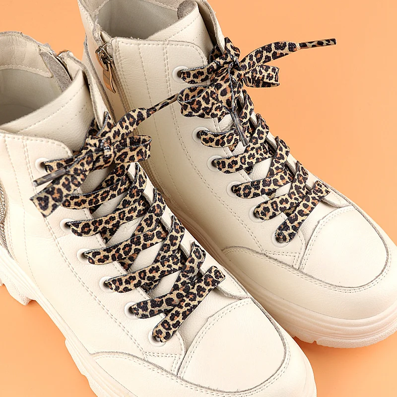 1Pair 80/120/160CM Classic Leopard Patten Print Shoe Laces Creative Unisex Trainers Canvas Flat Shoe Accessories