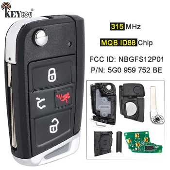 Keyforkess 315MHz MQB AES ID88 Chip muslimb 5 g0 959 752 BE Flip Remote Key Fob per Volkswagen VW GTI Golf SportWagen E-Golf
