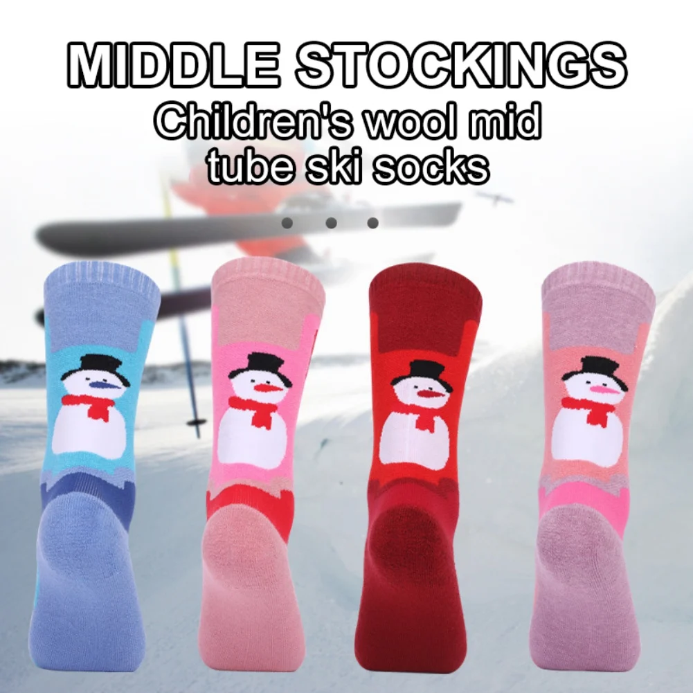 

2 Pairs Kids Winter Socks Thermal Thicken Cotton Warm Ski Socks Outdoor Snowboarding Cycling Hiking Stocking Leg Warmers