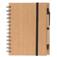 Wood Grain Notepad Spiral Writing Notebook Diary Monthly Planner Book With Pen Office School Stationery Supplies 1