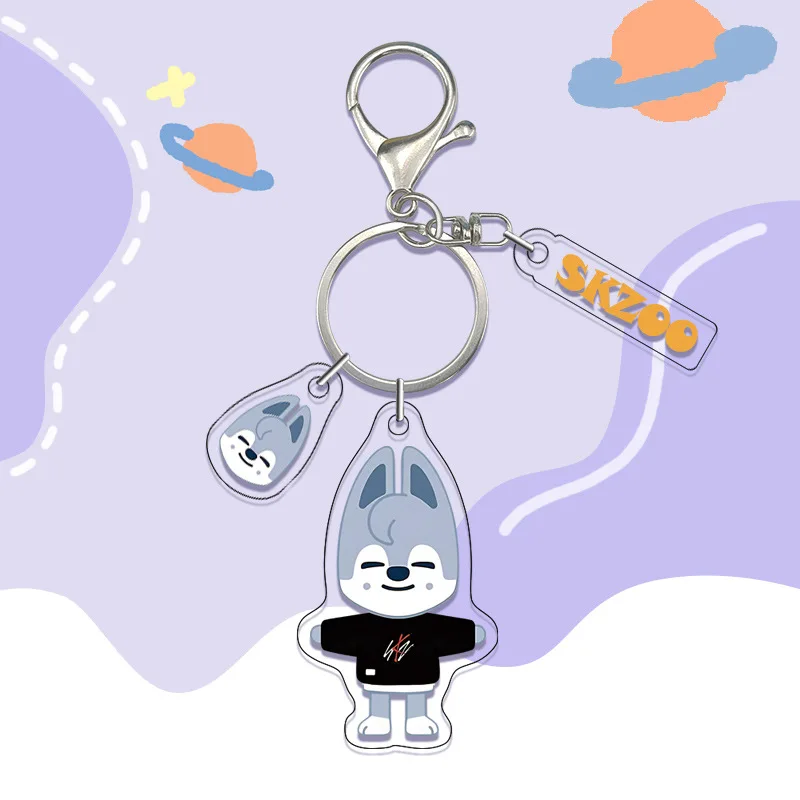 5cm Stray Children SKZoo Cartoon Animal Double sided Keychain Backpack Pendant Gift Keychain Couple Birthday Gift Car Keychain