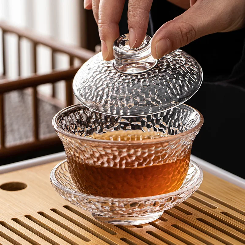 Heat-resistant glass gaiwan Rugged anti-skid tureen 125ml