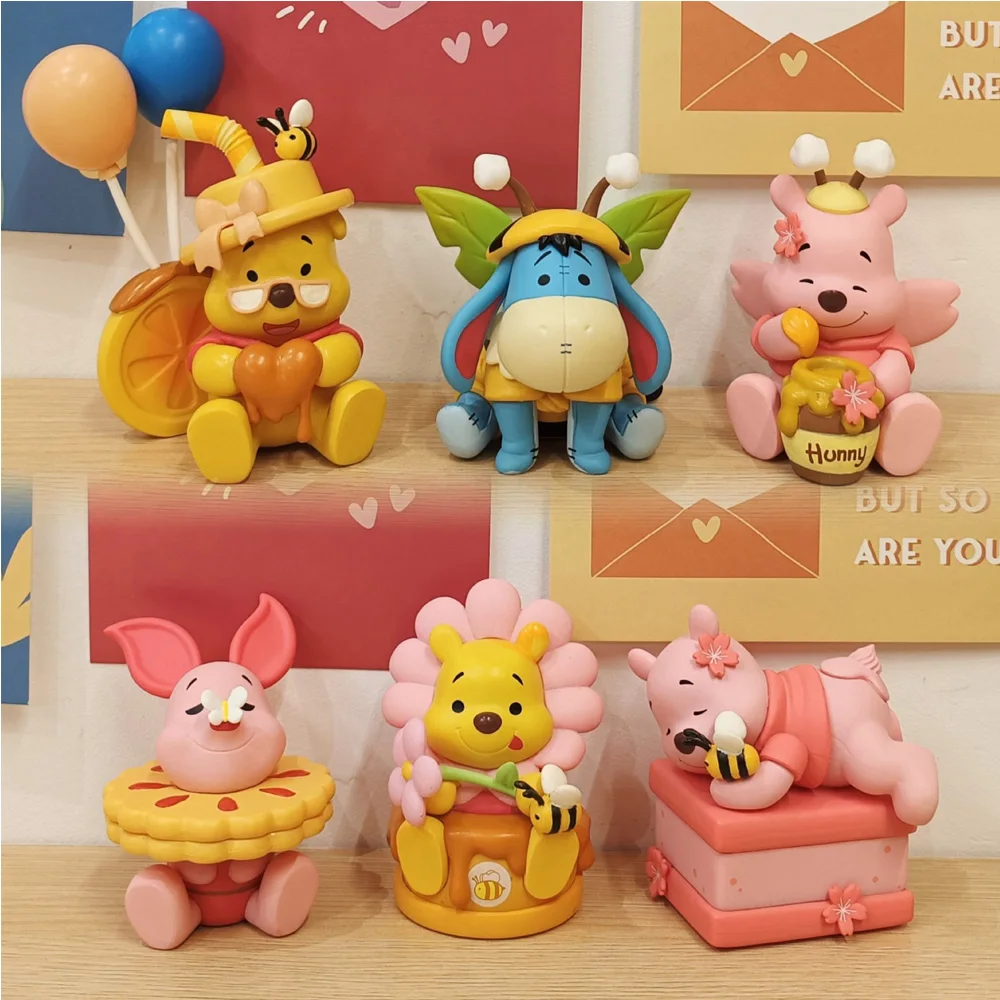 6Pcs Winnie The Pooh Ornament Bee Winnie The Pooh Bear Jumping Tiger Pi Jie Pig Eeyore Tide Play Cute Doll Model Decoration