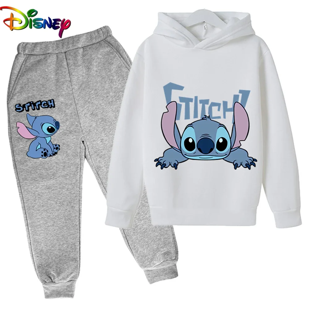 Survêtement Enfant Stitch Disney - Hoodie Blanc & Jogging Gris