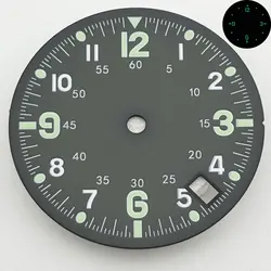 Green Blue Dual Time Zone Watch Dial with C3 Luminous and Single Calendar (Green)