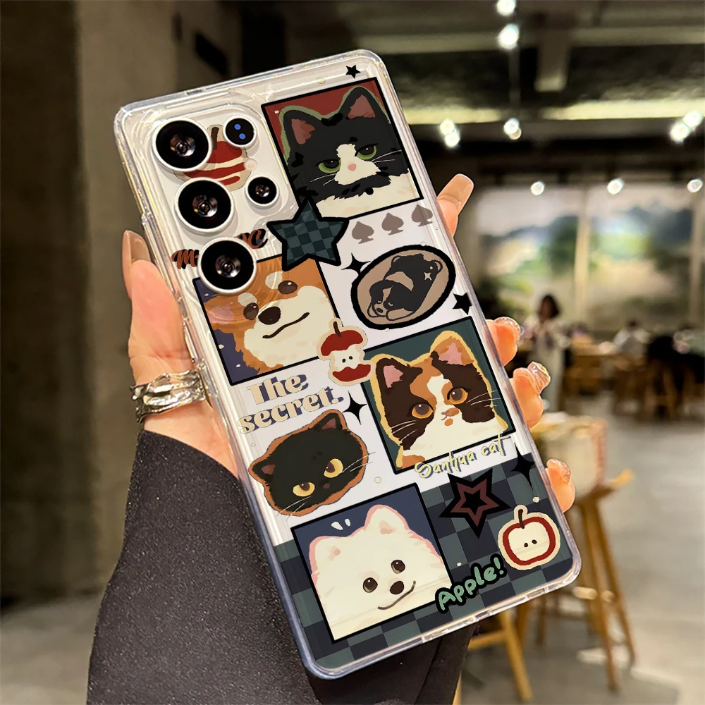 Cat and Dog Collage Cute Clear Phone Case