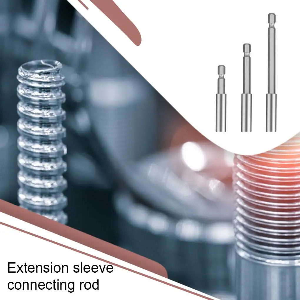 3pc 75/100/150mm Hexagonal Handle Extension Connecting Rod 1/4 Quick Change Extension Rod Batch Head Joint Tool Accessories