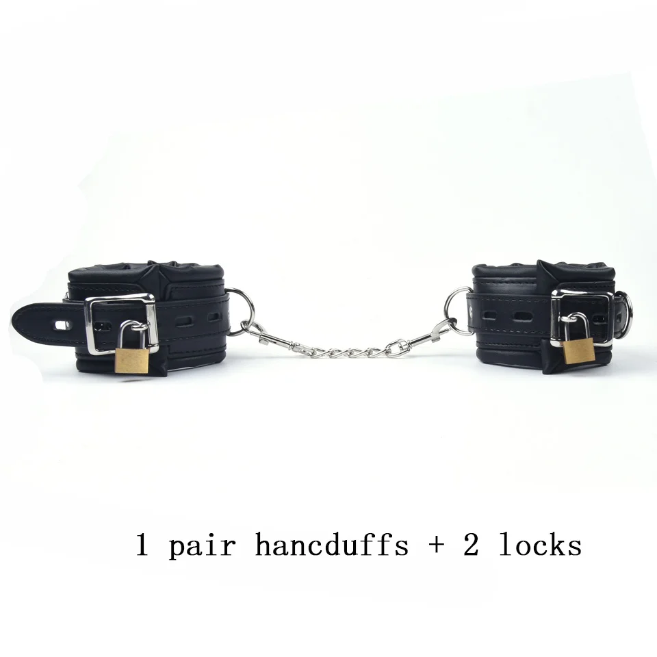 Leather Sponge Sex Handcuffs Bondage Slave Exotic Accessories Toys For Couples Adults Games With 2 Lock