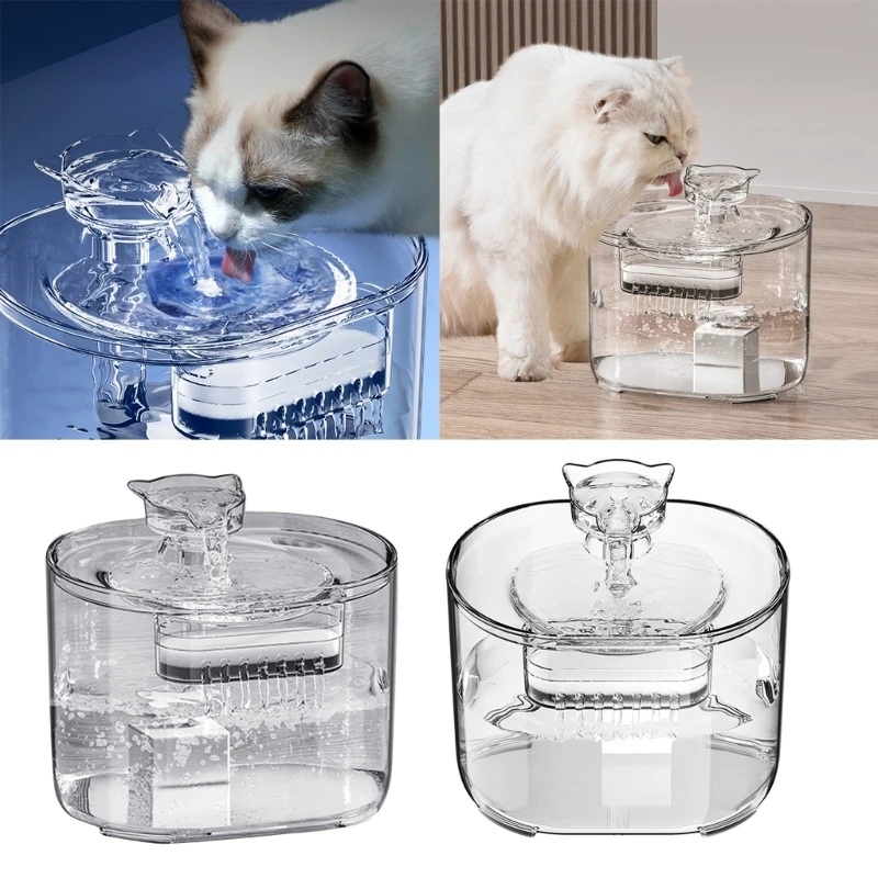 

Прозрачный диспенсер для питьевой воды для домашних животных, миска для фонтана для кошек, фильтр-поилка F1FB