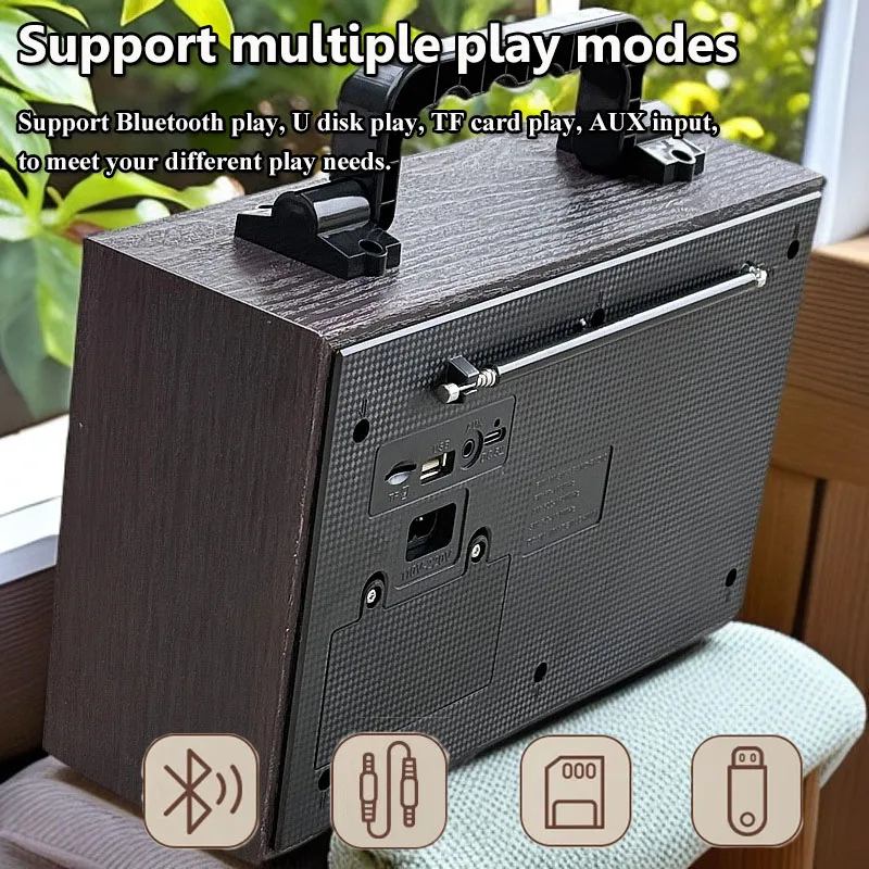 Poste Radio Vintage, AM/FM/SW Rétro Portable, Avec Batterie Rechargeable De 1200 MAh Ou Des Piles D Avec Panneau Solaire Avec Bluetooth Usb Tf