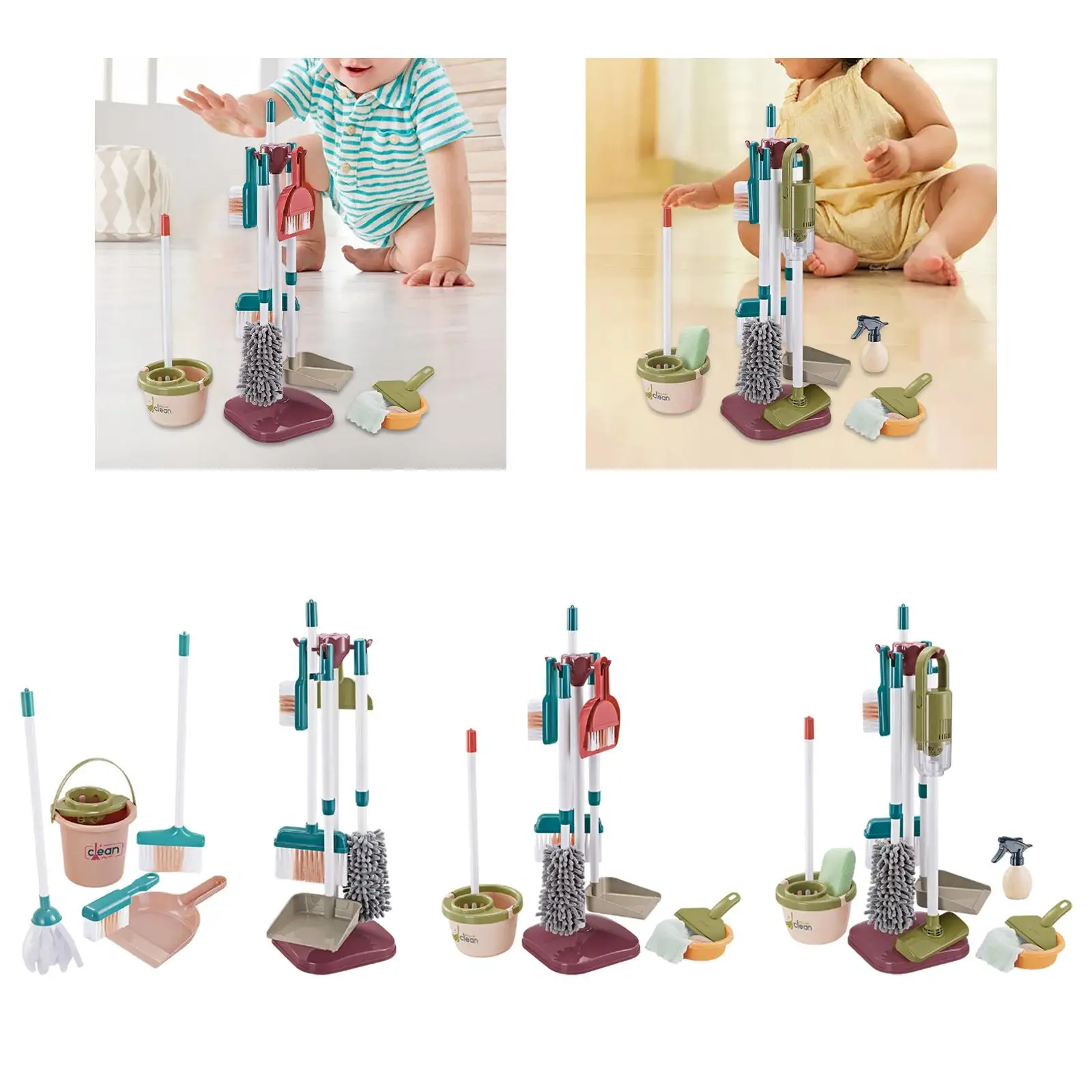 Kids Household Cleaning Tool Kids Broom, Dustpan and Mop Set Housework Cleaning 4