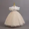 Shiny Toddler Little Big Girls Off Shoulder Ruffled  Wedding Flower Girl Birthday Party Pageant Formal Holiday Dress 6