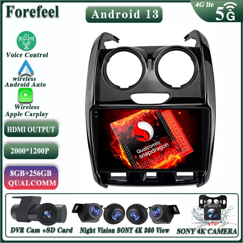 Android13 Qualcomm For Renault Duster 2015 2016 2017 2018 2019 2020 Lada Largus 2021 Multimedia Car Navigation Autoradio No DVD