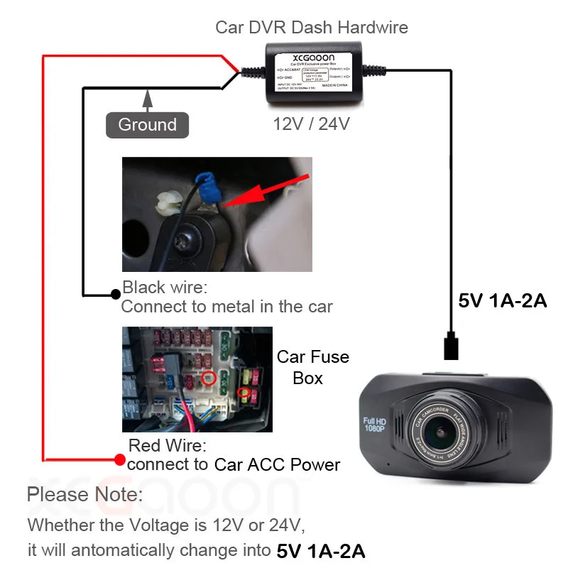 Car Charge Cable DC 12V to 5V 2A 3.1M Car Charge Cable for Dash Cam Camcorder Vehicle DVR