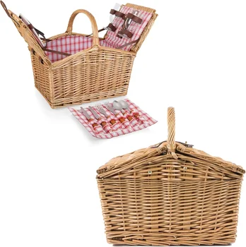 Piccadilly Picnic Basket, Romantic Picnic Basket for 2 - Includes Utensil Set, Glasses, Plates, and Wine Opener 4