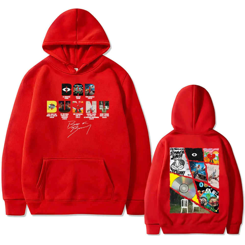 Rapper Bad Bunny Casual De Gran Tamaño Jersey Sudadera Con Capucha Hombre Mujer Vintage Manga Larga Sudadera Hip Hop Ropa De Calle-Black|XXS
