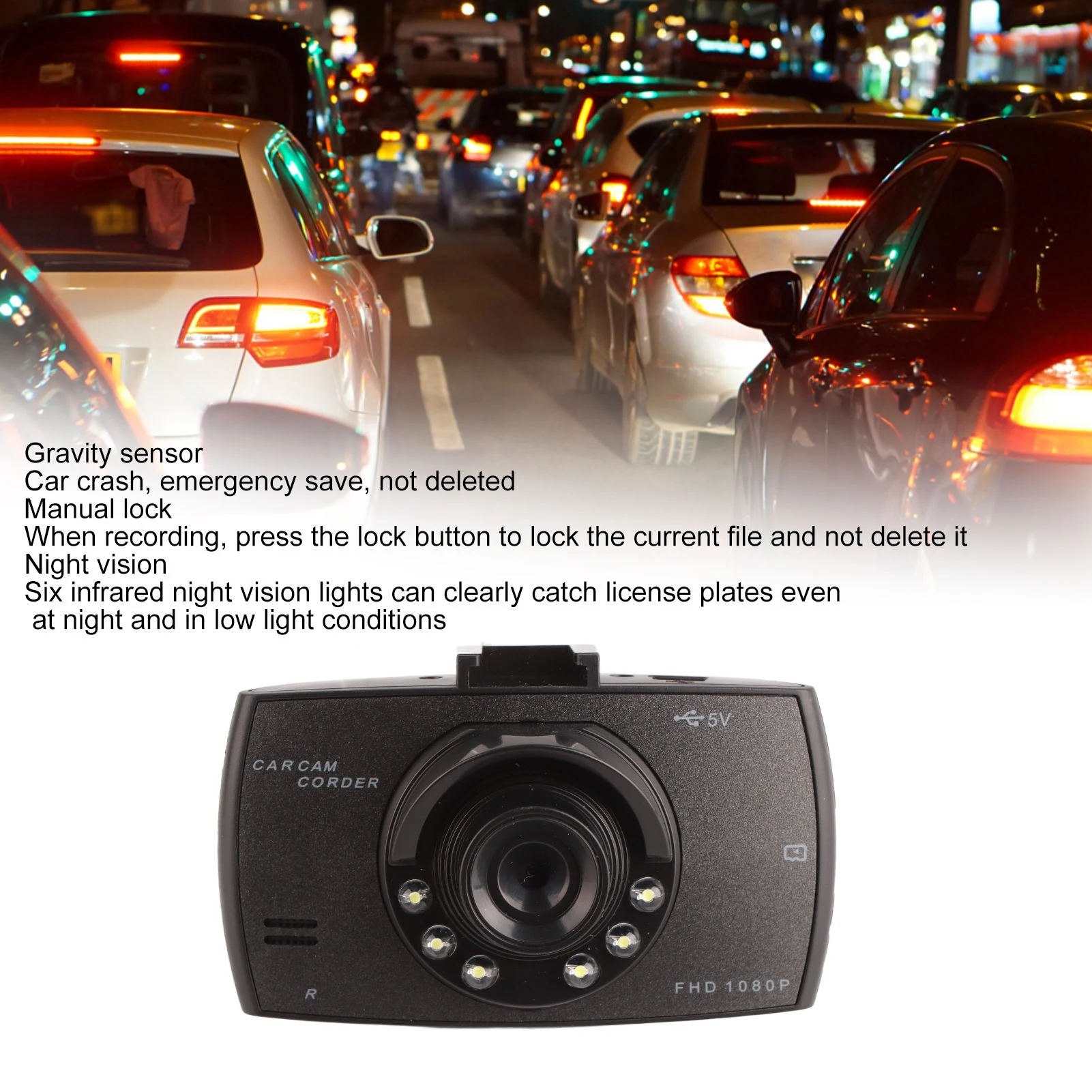 Car Dash Cam Full HD 1080P 170 Degree Wide Angle Camera Sensor Automatic Loop Video Vehicle Recorder Driving Recorder