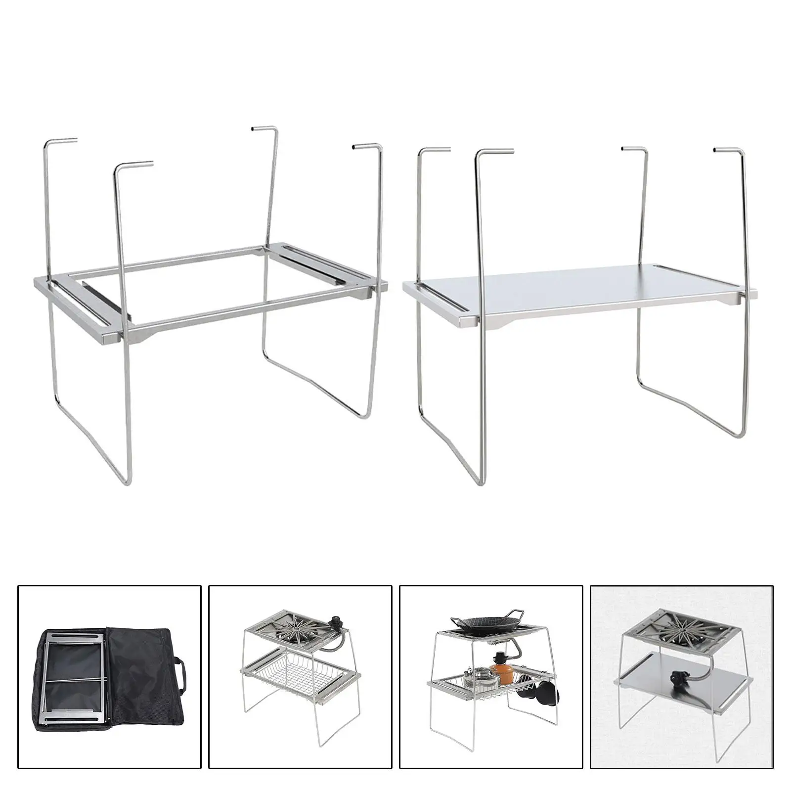 Single Unit Frame Stove Table Sturdy Outdoor Folding Cooking Rack for Family Reunions Backpacking Fishing Courtyard Trekking