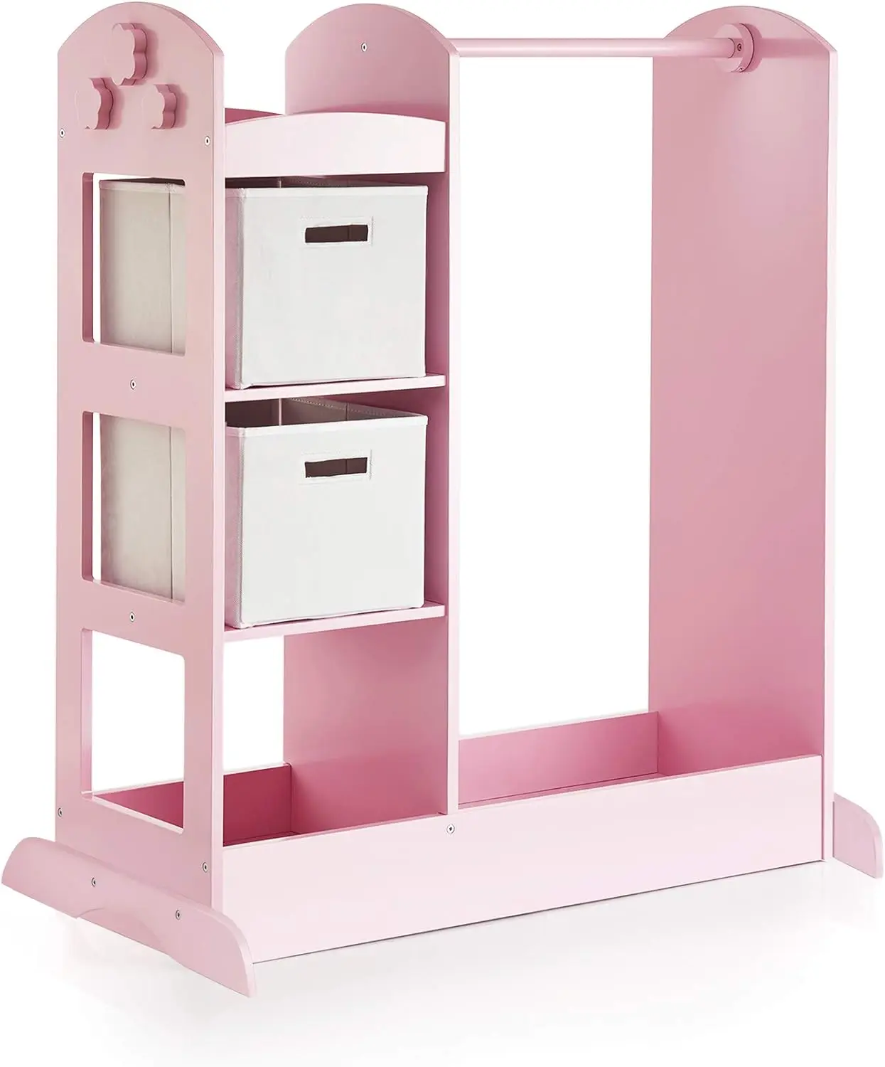 See and Store Dress-up Center &ndash; Pink: Pretend Play Costume Storage Wardrobe for Kids with Mirror & Shelves, Armoire w