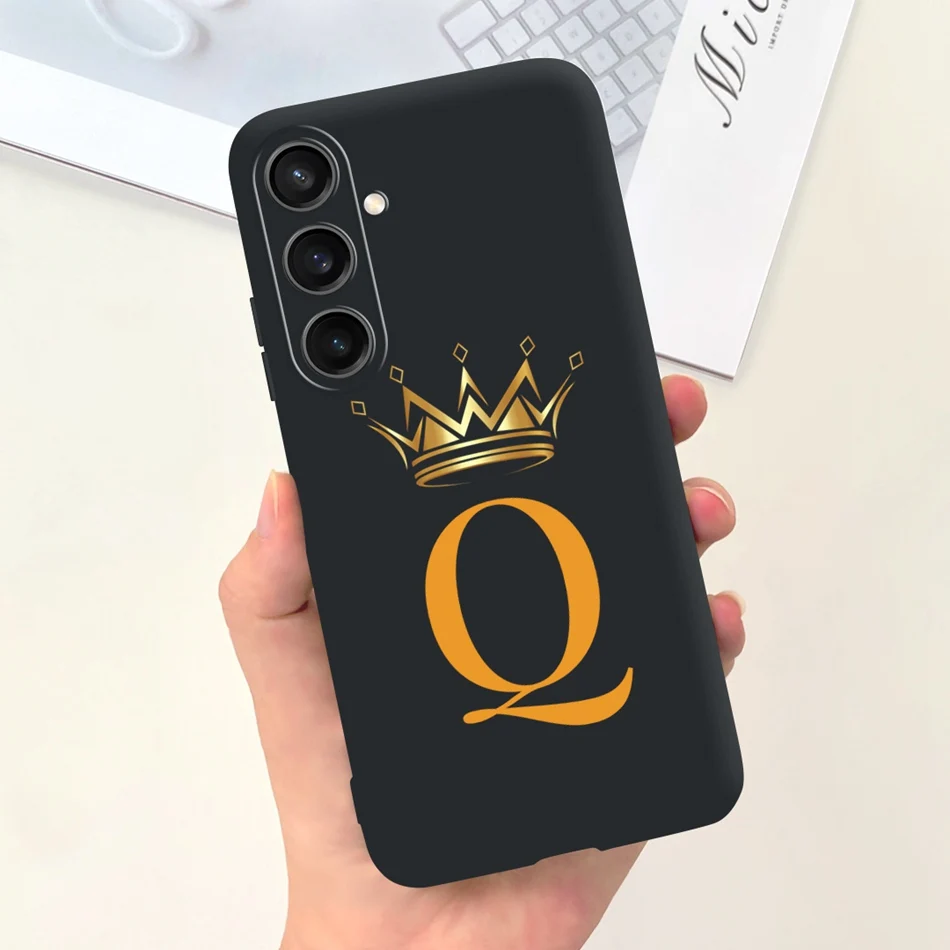 Fashion Crown Sakura Initial Letter Soft Silicone Phone Case