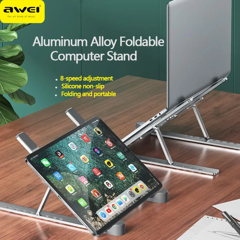 

Awei X26 Multi Height Adjustment Cooling Laptop Holder Foldable Aluminum Alloy Computer Cooling Holder Bracket for Gaming