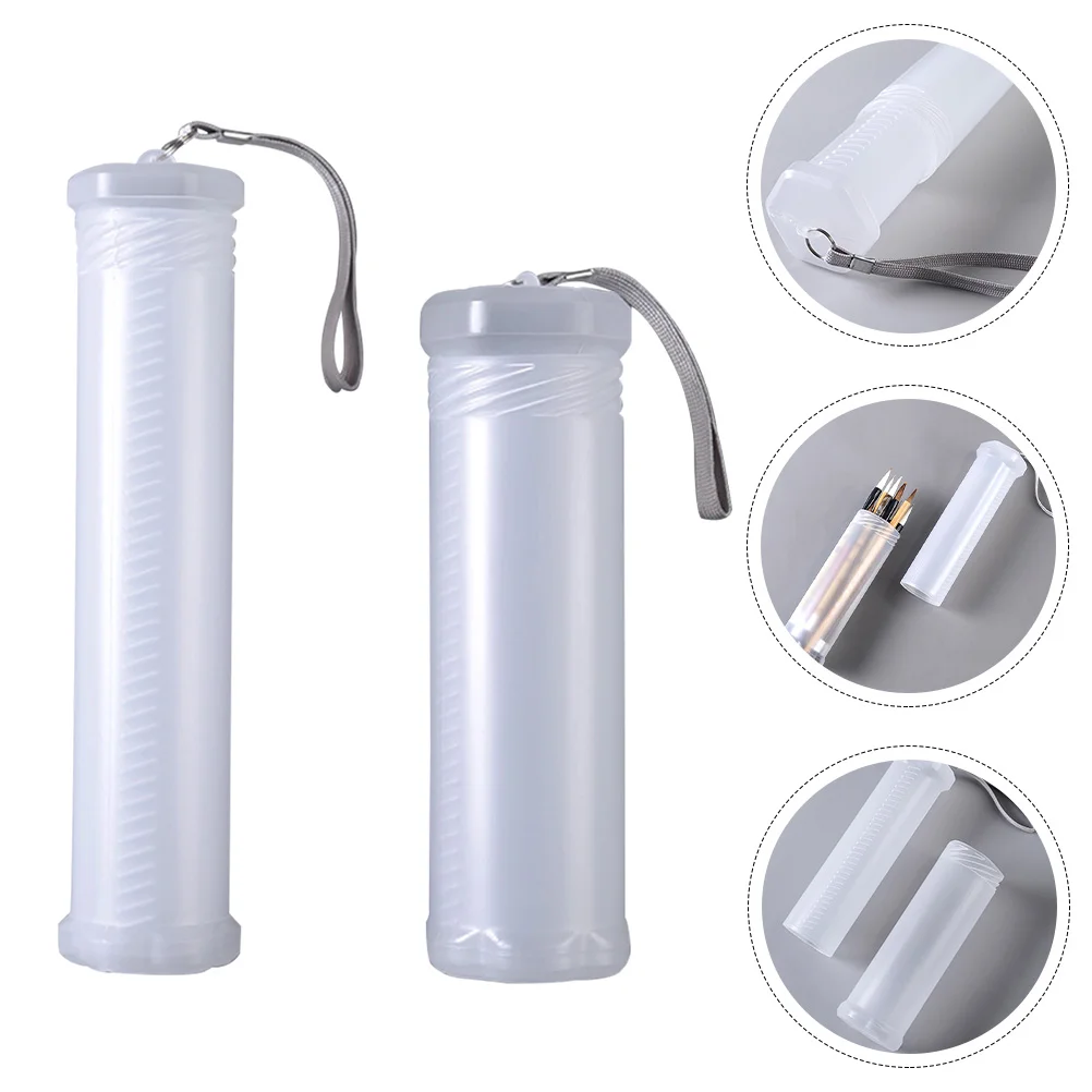 

2 Pcs Pen Storage Case Portable Pencil Pencils Plastic Container for Students Transparent Box Penholder Retractable
