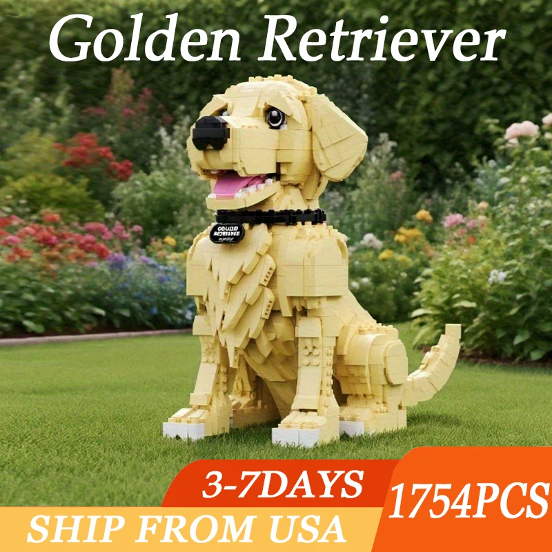 1754PCS Golden Retriever Building Blocks Animals Pets Dog Model Toys DIY Assembly Bricks Ornament Holiday Gifts For Kids Adult