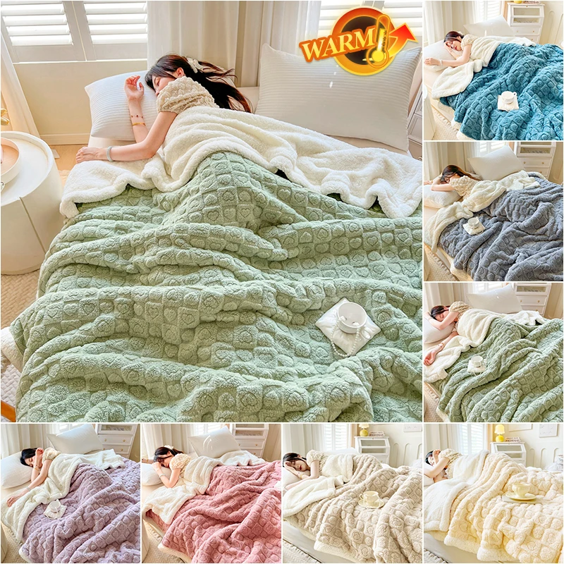 

Winter Thicken Plush Blanket for Beds Sofa Warm Artificial Lamb Cashmere Weighted Blankets Bedspreads Home Fleece Throw Blanket