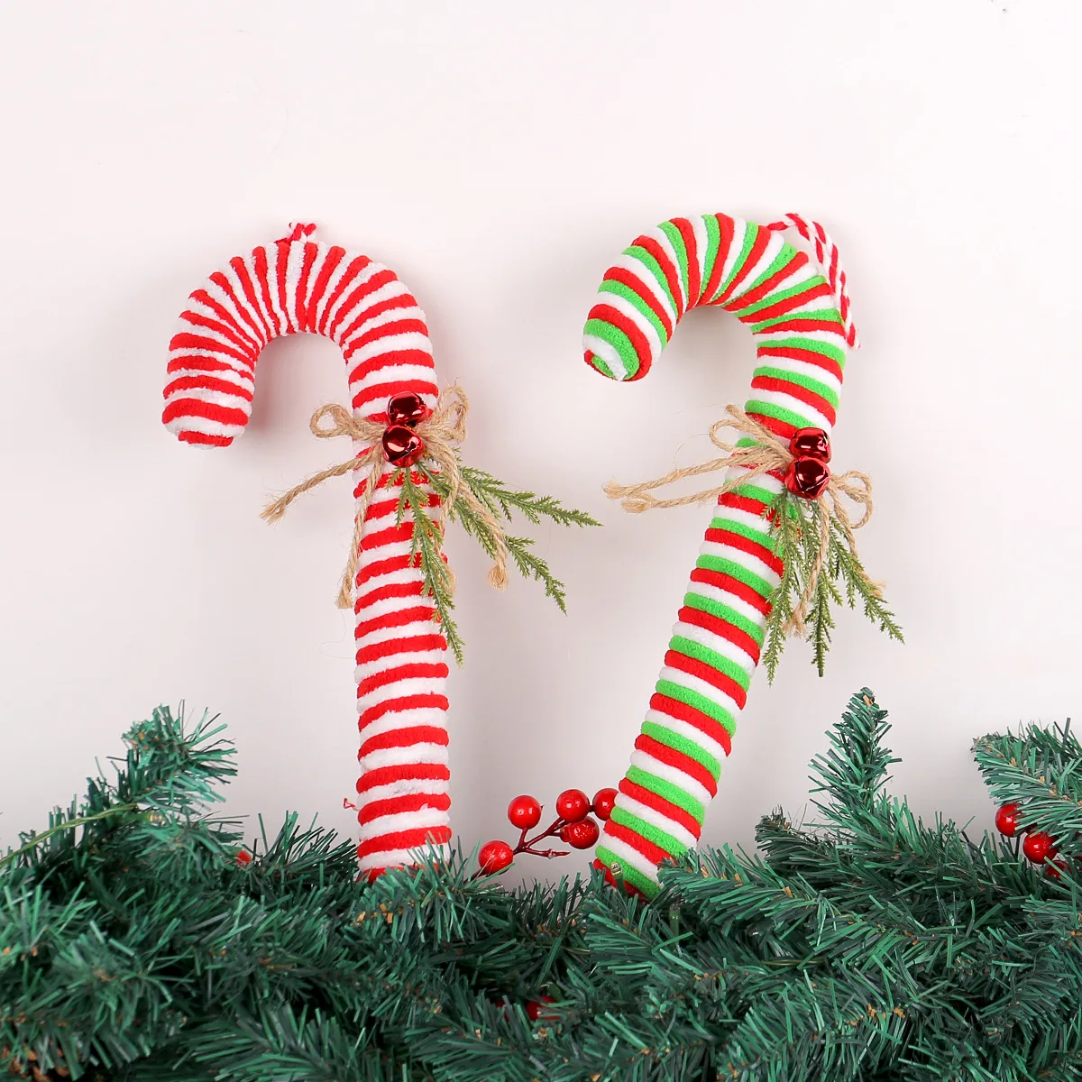 Christmas Plush Soft Candy Cane Cane Hook Ornaments Christmas Tree Hanging Props Holiday Party Decor