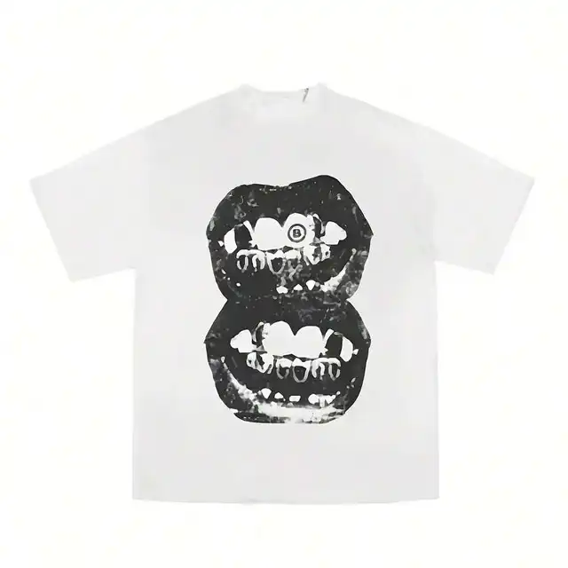 Lips Print Graphic Women Cotton Basic T-Shirt Y2k Punk Summer Fashion Brand Round Neck Short Sleeve