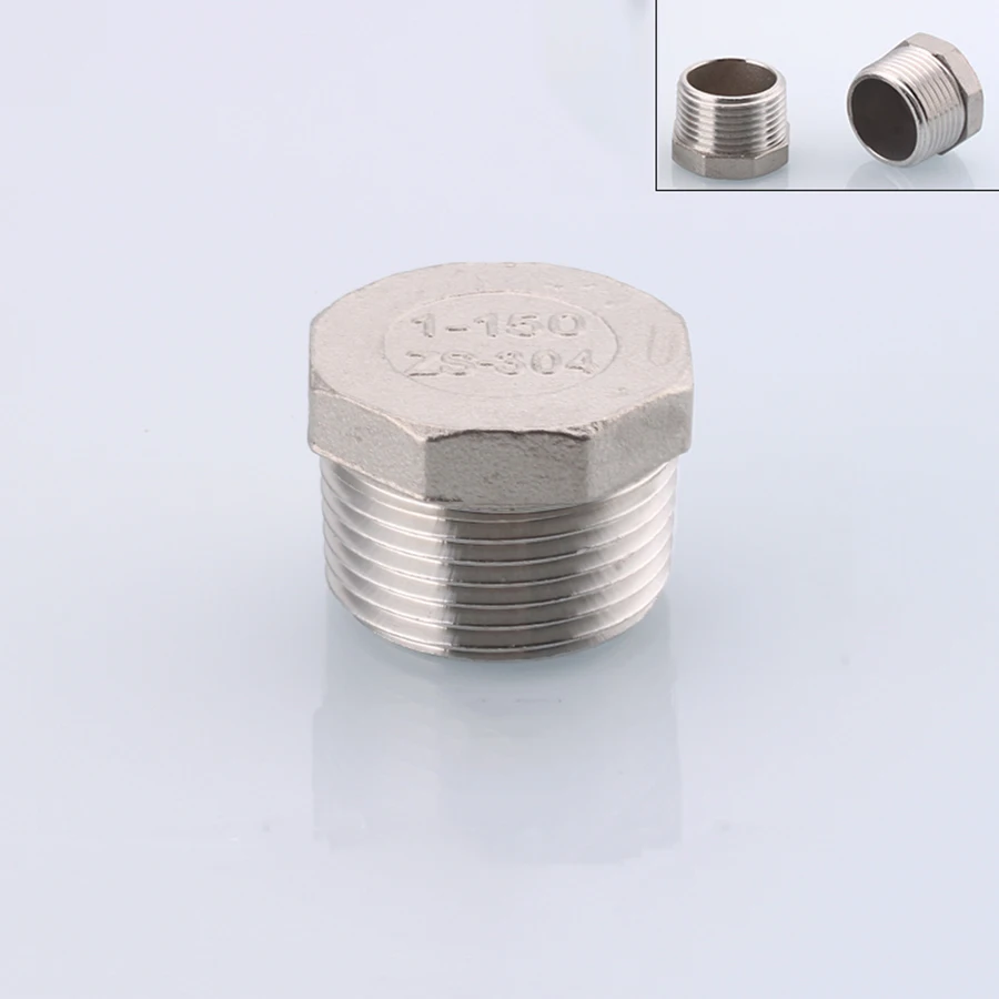 Pipe Fitting Water Pipe Fitting Hose Pipe Fitting Pipe Plug 304 Stainless Steel Square Head Plug 1/8" 1/4" 3/8" 1/2 3/4 1"-2" Female/Male Thread Hexagon Plug / Cap
