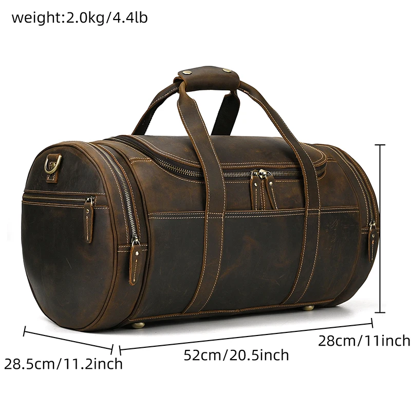 

Luufan Extra Large Men's Travel Bag Genuine Leather Vintage Luggage Bags Carry on Male big Travelling Duffle Bags Weekender Bags