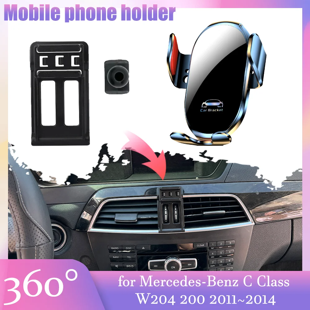Car Mobile Phone Holder for Mercedes-Benz C Class W204 200 2011~2014 2012 Air Vent Cell Clip GPS Tray Support Base Accessories