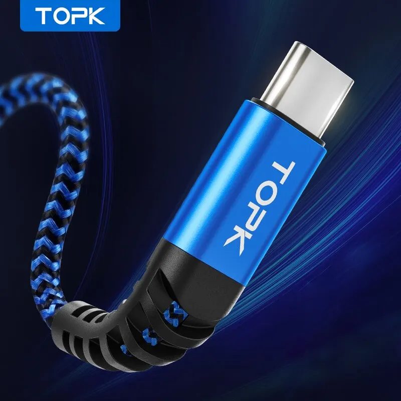 USB C 케이블 고속 충전 TOPK USB A to C 타입 충전기 코드, 삼성 갤럭시 A10e A20 A50 A51 A71 S20 S10 S9 S8 용, 6.6 피트 3A 