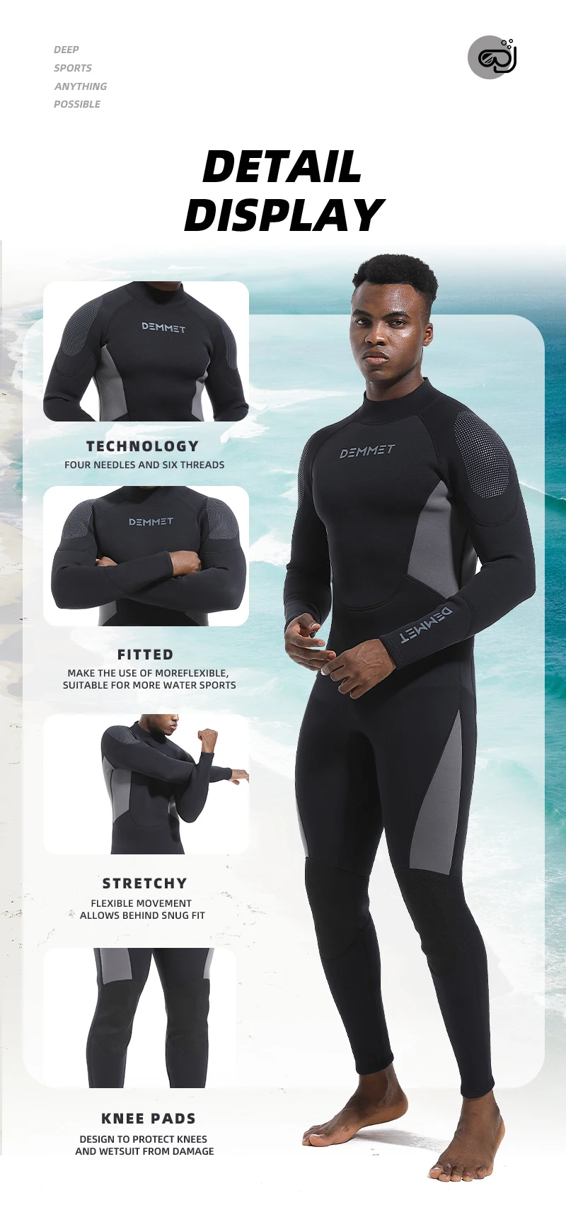 Wetsuits 1.5/3MM Neoprene Diving Surfing Suits Snorkeling Kayaking  Spearfishing Freediving Swimming Full Body Thermal Keep Warm