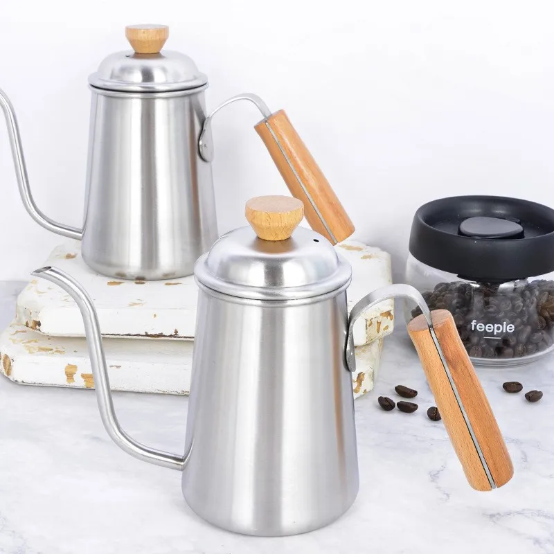 Stainless Steel Hand Brewed Coffee Pot With Short Spout Retro Coffee Pot