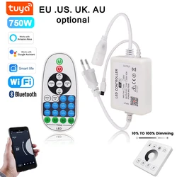 110V 220V 750W Music Bluetooth WIFI Touch Remote Controller Dimmer For 8MM PCB No Wires High Voltage 288LEDs/m COB LED Strip
