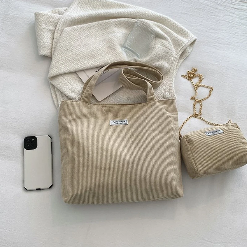 New Fashionable Flow Large Capacity Casual Lightweight Corduroy Handbag Fashionable Street One Shoulder Package