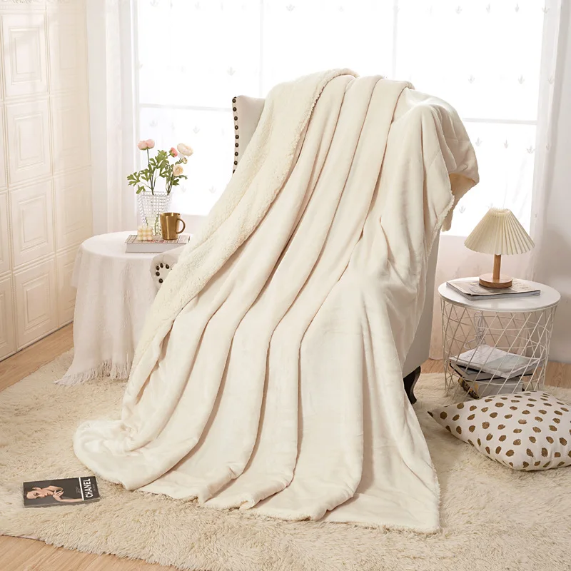 Thick Warm Flannel Sofa Couch Blankets Sheet Women Manta Hotel Restaurant  Plaids Bedspread on the Bed Baby Comforter