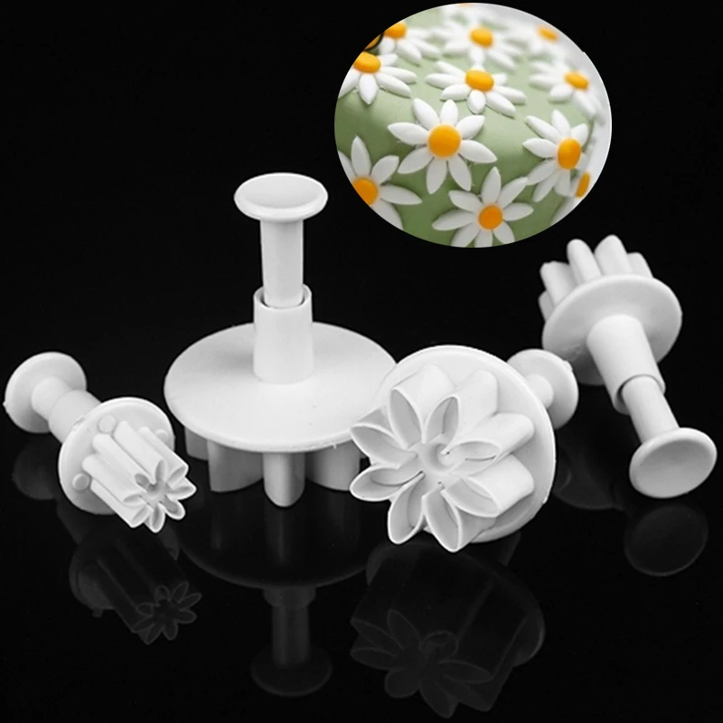 Description Picture 3 of item4Pcs/Set Wedding Daisy Flower Cake Plunger Fondant Cookie Cutter Mold Baking Decorating Biscuit Stamps For Kitchen Accessories